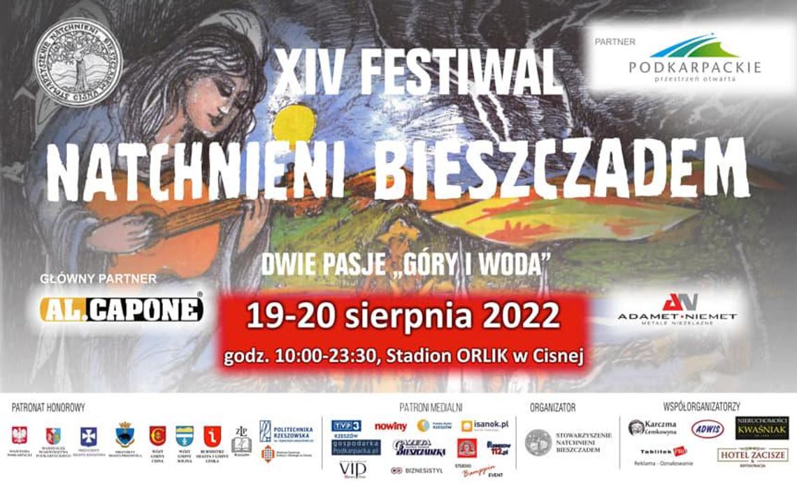 W dniach 19-20 sierpnia 2022 roku odbędzie się już XIV edycja Festiwalu Natchnieni Bieszczadem