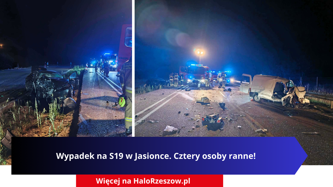 Wypadek na S19 w Jasionce. Czołowe zderzenie blokuje drogę, objazdy Wypadek na S19 w Jasionce. Czołowe zderzenie blokuje drogę, objazdy