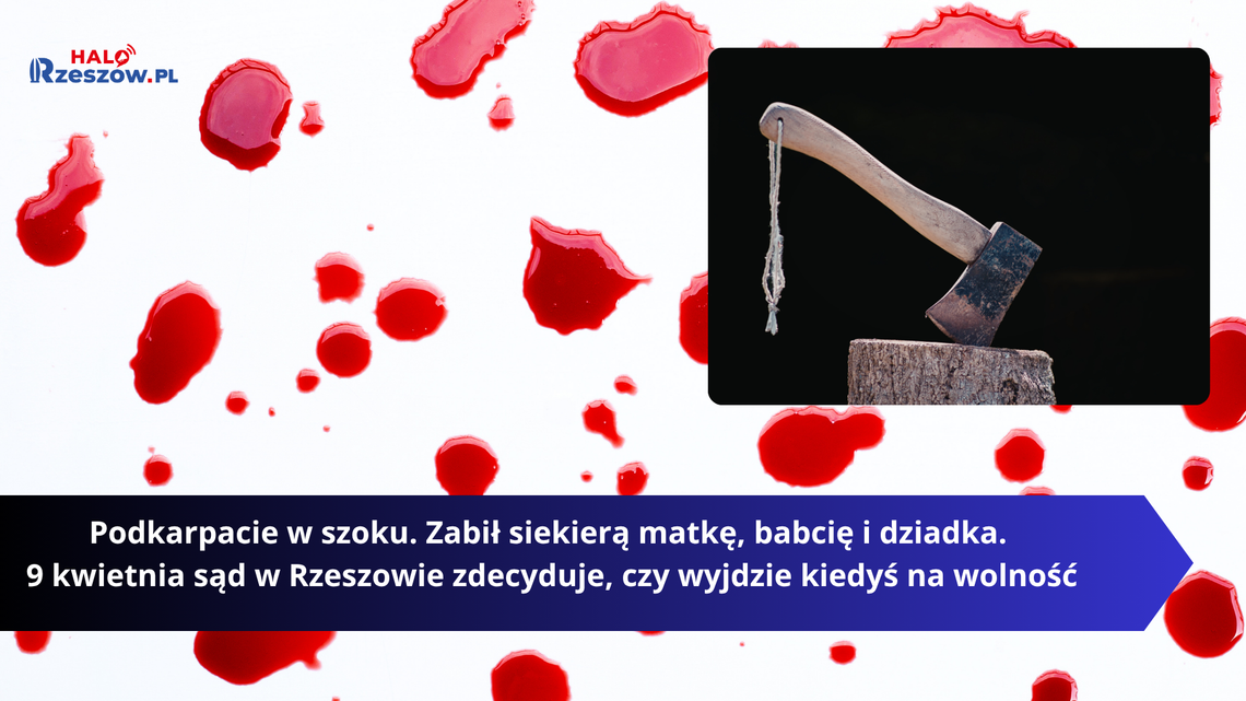 Zabił siekierą matkę, babcię i dziadka. 9 kwietnia sąd w Rzeszowie zdecyduje, czy wyjdzie kiedyś na wolność Zabił siekierą matkę, babcię i dziadka. 9 kwietnia sąd w Rzeszowie zdecyduje, czy wyjdzie kiedyś na wolność