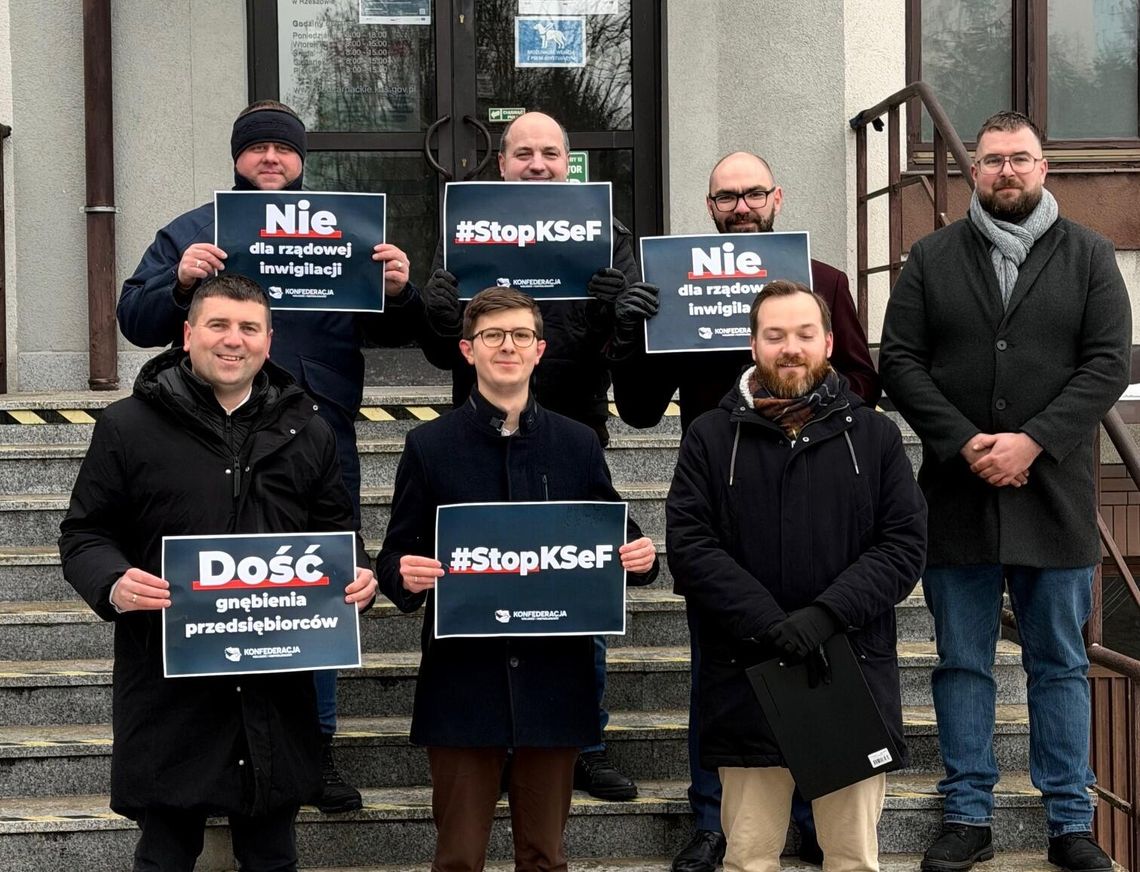 "Zatrzymać KSeF". Konfederacja w Rzeszowie protestuje przeciwko systemowi e-Faktur