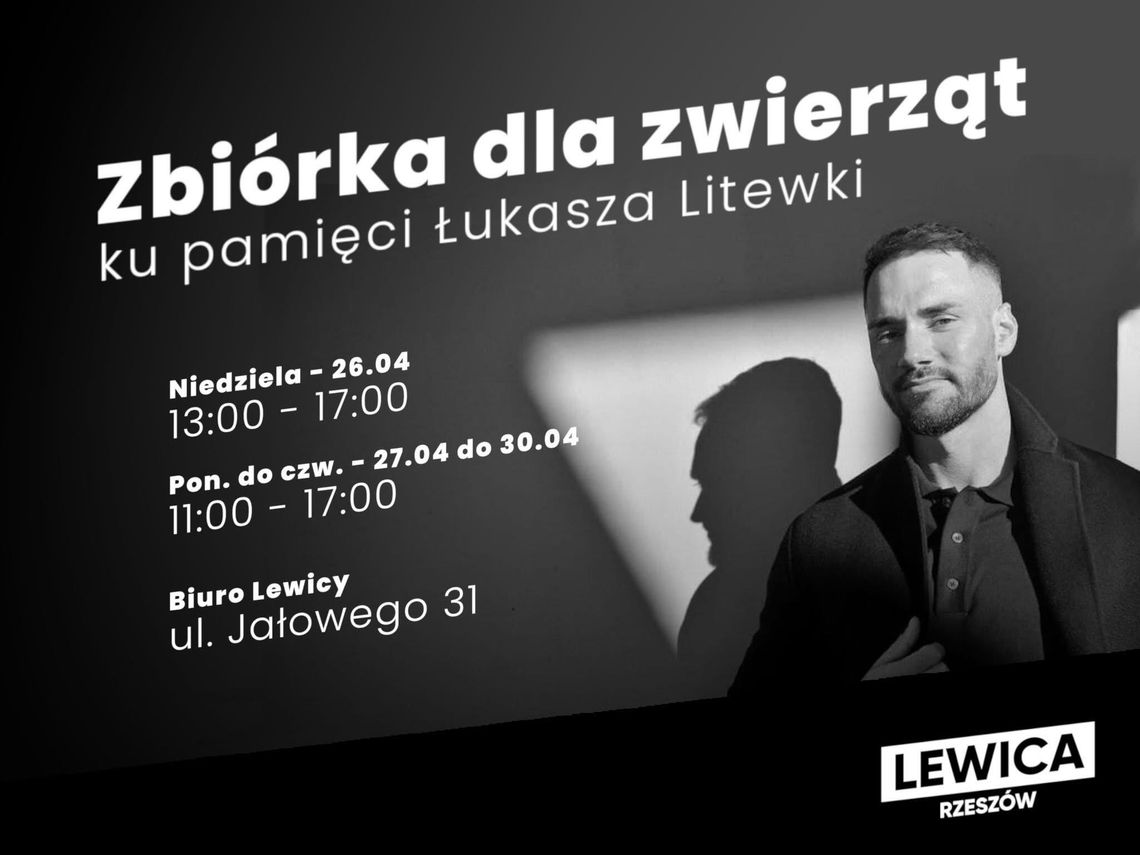 Zbiórka dla zwierząt ku pamięci Łukasza Litewki. Akcja Nowej Lewicy w Rzeszowie