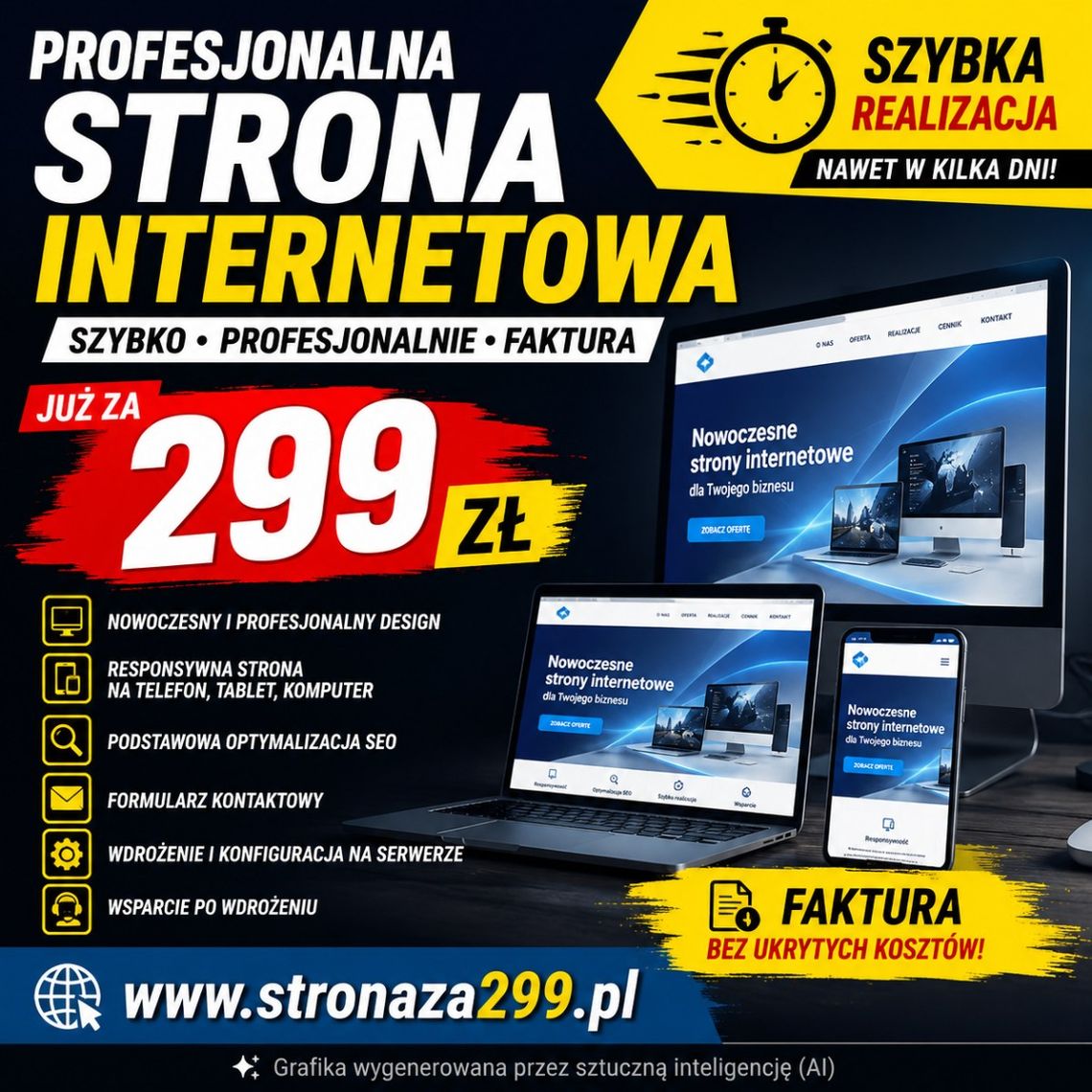 Nowoczesna strona WWW za 299 zł • SZYBKA REALIZACJA | stronaza299.pl Nowoczesna strona WWW za 299 zł • SZYBKA REALIZACJA | stronaza299.pl