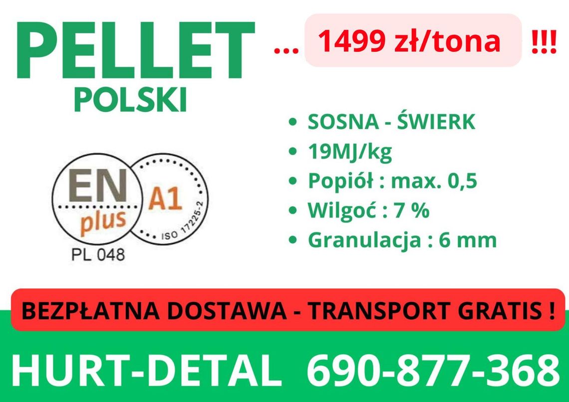 PELLET POLSKI : POLSKI PRODUCENT 1499zl paleta - transport gratis ! PELLET POLSKI : POLSKI PRODUCENT 1499zl paleta - transport gratis !