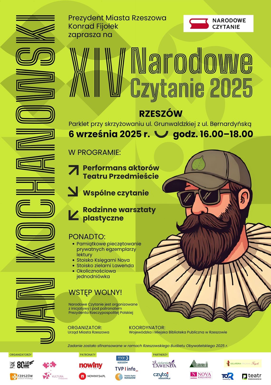 Jan Kochanowski w centrum Rzeszowa. XIV Narodowe Czytanie już 6 września Jan Kochanowski w centrum Rzeszowa. XIV Narodowe Czytanie już 6 września