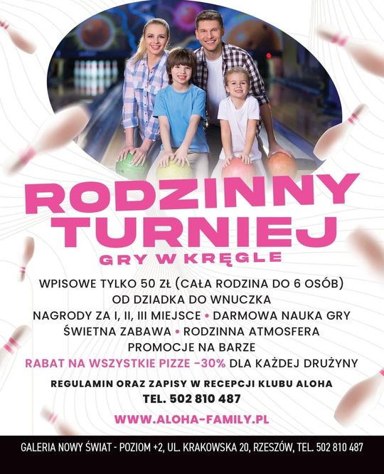 Rodzinny turniej gry w kręgle w klubie Aloha