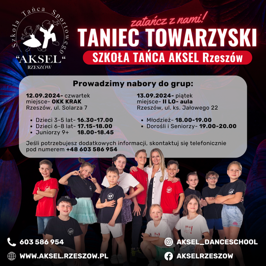 Wystartowały zapisy do nowych grup tanecznych w Szkole Tańca Sportowego AKSEL