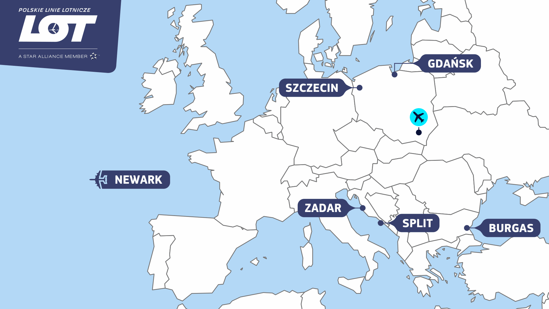 Siatka połączeń wakacyjnych z Jasionki