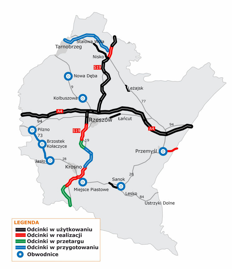 mapa inwestycji drogowych na podkarpaciu