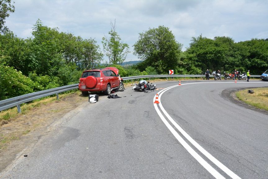 Zderzenie samochodu osobowego z motocyklem